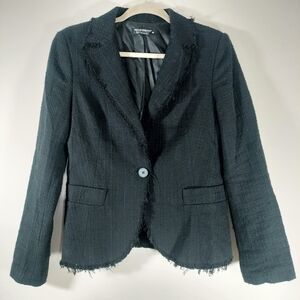 Rinascimento Prima Linea New Basic Black Tweed Fringe Blazer (Made in Italy)